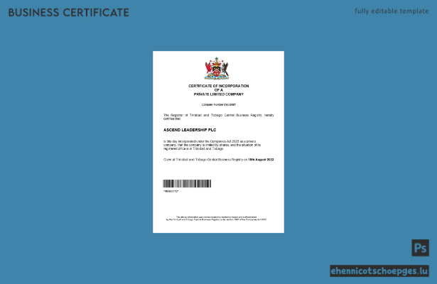 Beispiel für eine Gewerbeanmeldung in Trinidad und Tobago (Word- und PDF-Datei)
